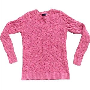 Land’s End pink cable knit 100% cotton sm like new!